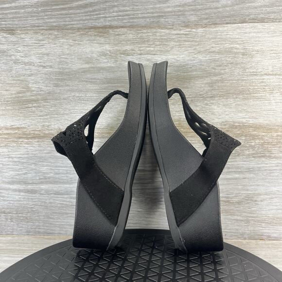 Aetrex Women’s Tasha Black Wedge Flip Flop Thong Sandals Size 6.5 - Picture 7 of 8